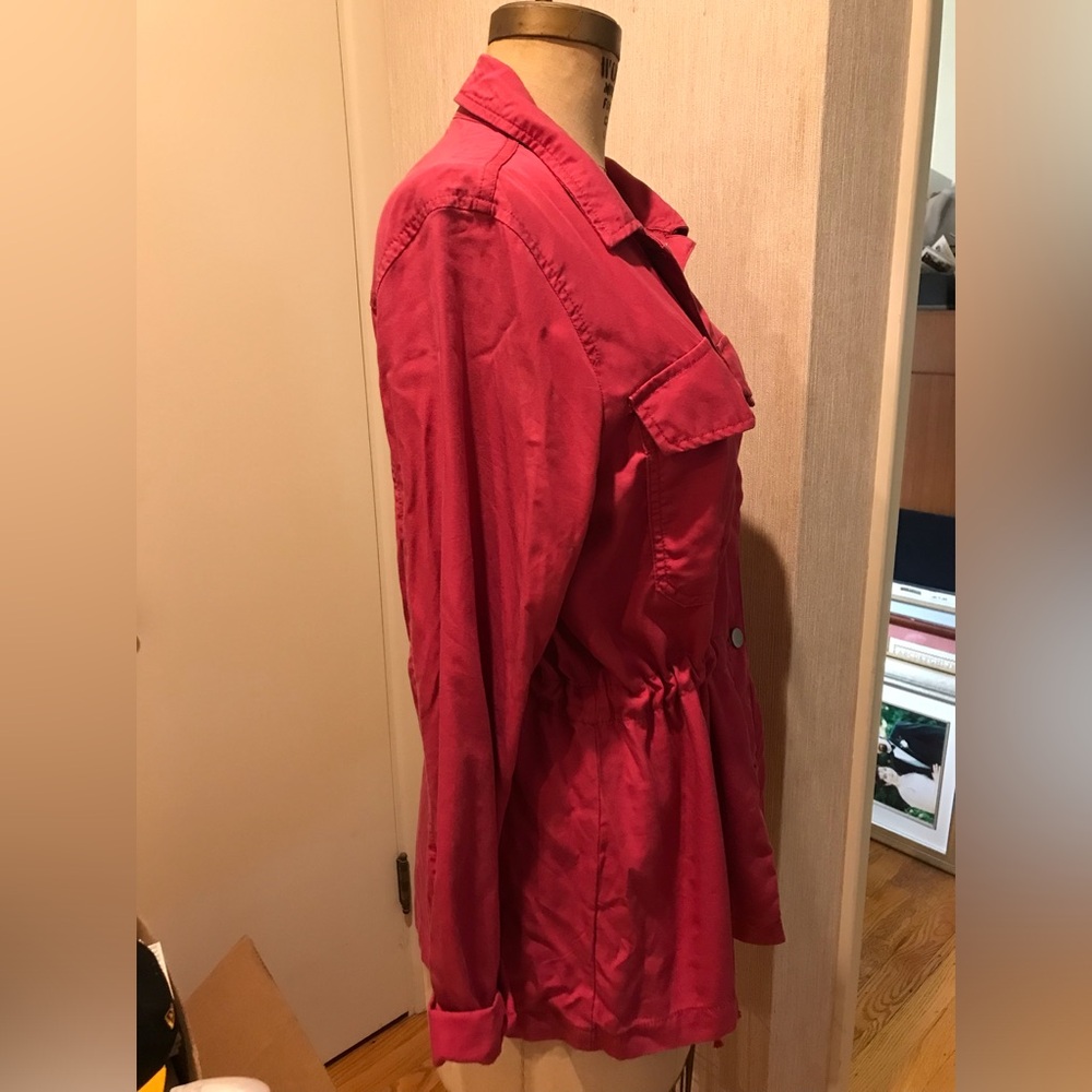 GAP Raspberry Pink Light Trench Jacket L - Picture 9 of 10